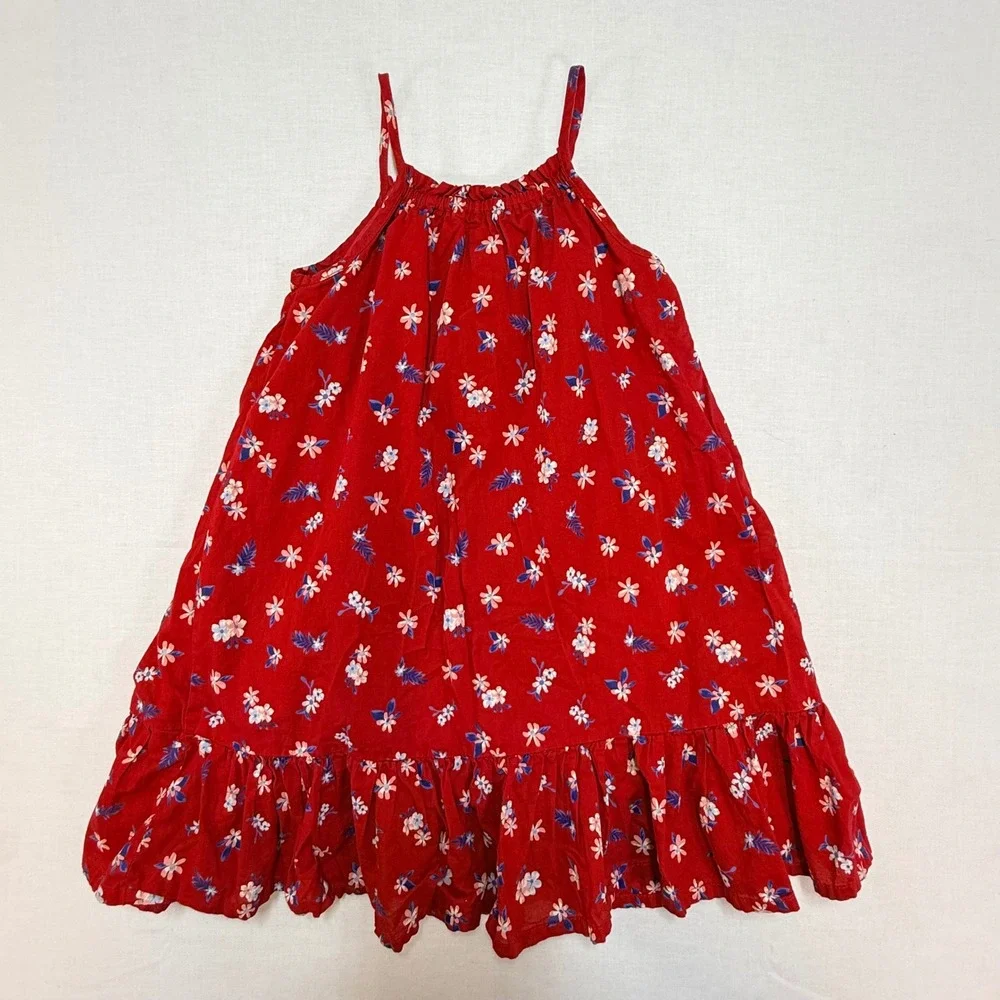 Old Navy Girls Red Floral Button Front Ruffle Hem Sundress Size 4T